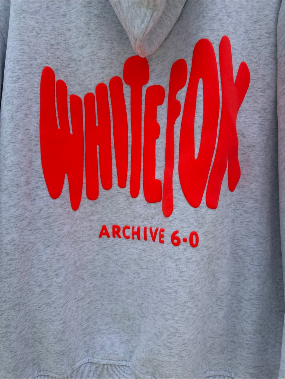 White Fox Boutique Gray Hoodie with Neon Coral Back Graphic - Picture 5 of 15